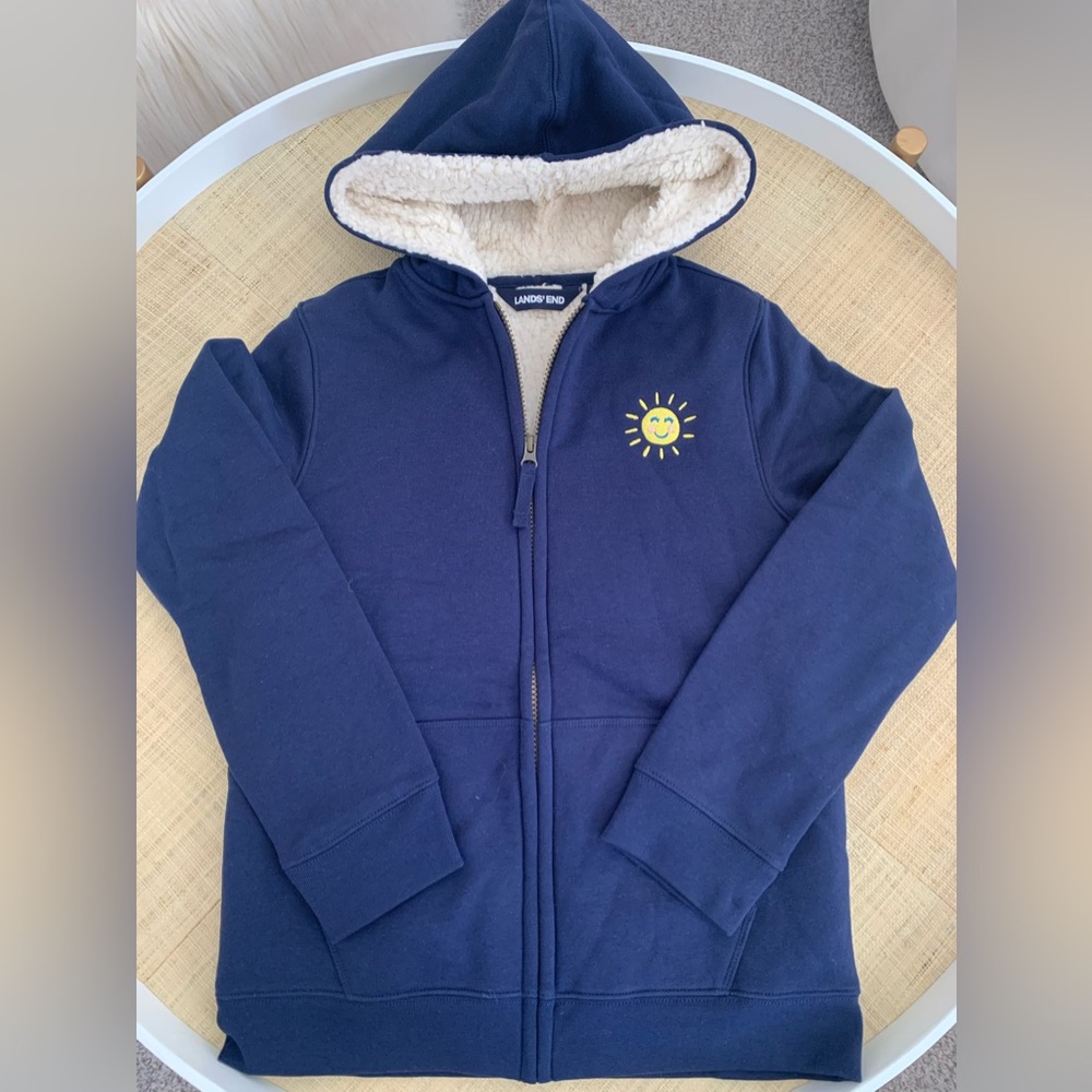 Lands’ End Fleece-lined zip-up sweatshirt.  Never worn.